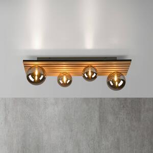 JUST LIGHT. GmbH Zöld Stika mennyezeti lámpa, hosszú, 4 lámpás, fa, dimmelhető, Világos fa, Nappali / Étkező, Fa