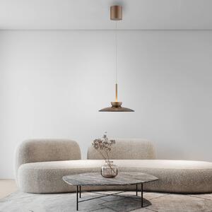 PURE LED lógó lámpa Moon, bronz, ámbrásüveg (sötét), Ø32cm, dimmelhető, Bronz / antik sárgaréz, Nappali / Étkező, Üveg, Modern