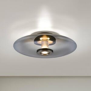 PURE Vitrum LED mennyezeti lámpa, szürke, üveg/alumínium, Ø 45 cm, dimmelhető, Alu / szürke / cink, Nappali / Étkező, Üveg, Modern