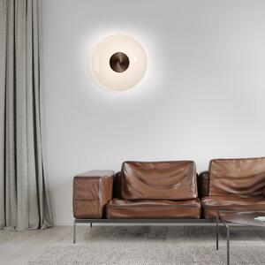 PURE LED fali lámpa Vitrum, barna/opálüveg/alumínium Ø 22 cm, dimmelhető, Barna / rozsda, Nappali / Étkező, Üveg, Modern
