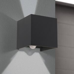 ORION LED kültéri fali lámpa Cube-S, antracit, fém, szenzoros, Alu / szürke / cink, Alumínium, Modern