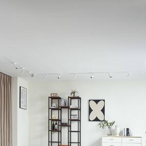 Lindby 48 V-os Lumaro sínrendszer, spotlámpák, 9 izzós, fehér, Ø4 cm, 13 dimmelhető, Fehér / opál, Nappali / Étkező, Alumínium, Modern