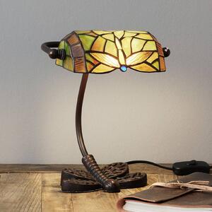 Artistar Kiváló asztali lámpa DRAGONFLY, kézzel készített, Zöld, Nappali / Étkező, Üveg, Tiffany