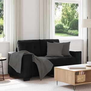 Fekete bársony loveseat kanapé 160x77x82 cm