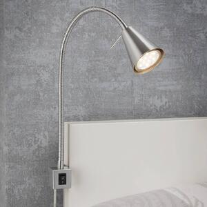 Briloner LED fali lámpa Tuso, nikkel, ágyra szerelhető, fém, Alu / szürke / cink, Hálószoba, fém, Modern