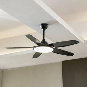 Lucande LED mennyezeti ventilátor Divian, fekete, DC, csendes, CCT, Fekete, Nappali / Étkező, fém, Modern