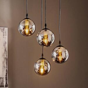 EMIBIG LIGHTING Lógó világítás Glassy, 4 izzós, fekete, grafit, üveg, E14, dimmelhető, Fekete, Nappali / Étkező, Üveg, Modern