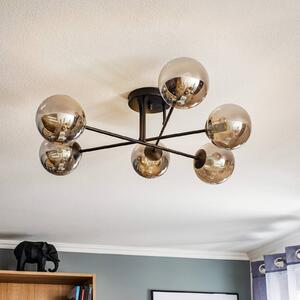 EMIBIG LIGHTING Üveges mennyezeti lámpa, fekete, grafit, üveg, 6 lámpás, E14, dimmelhető, Fekete, Nappali / Étkező, Üveg, Modern