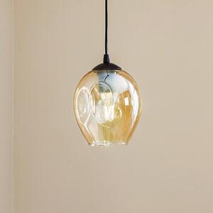 EMIBIG LIGHTING Starla függő lámpa, 1 izzó, üvegburás, borostyánszínű, dimmelhető, Fekete, Nappali / Étkező, Üveg, Modern