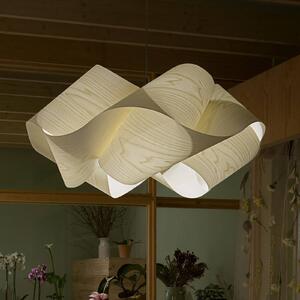 LZF LAMPS Swirl függő, kábel fekete Ø 54 cm elefántcsont, dimmelhető, Világos fa, Nappali / Étkező, Fa, Dizájn