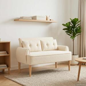 Gombra tűzött loveseat Krémszínű 117 x 67 x 77 cm Bouclé