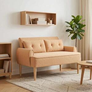 Gombra tűzött loveseat Bézs 117 x 67 x 77 cm Bouclé