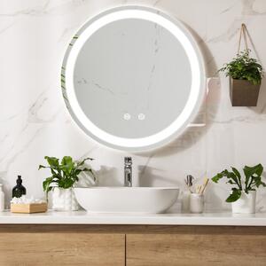 LED-es fürdőszobai tükör Maratea Ø70cm ezüst kerettel