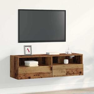TV Fali Szekrény 100 x 30 x 30 cm Régi fa Szerelt Fa