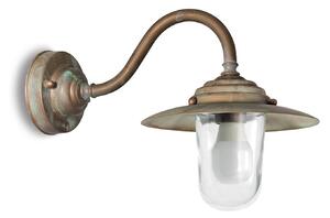 Moretti Luce Chalet kültéri fali lámpa, IP44, sárgaréz, üveg, 38 cm-es vetület, dimmelhető, Bronz / antik sárgaréz, Sárgaréz, Antik