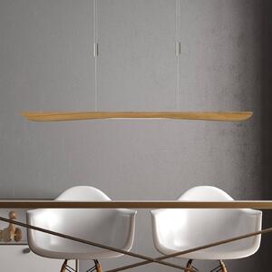Quitani Hiba LED-es függőlámpa, natúr tölgyfa, hossza 118 cm, dimmelhető, Világos fa, Nappali / Étkező, Fa, Modern