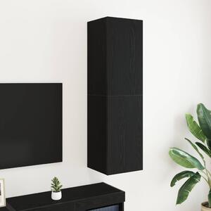 Fali TV Szekrény 30,5 x 30 x 110 cm Fekete tölgy Szerelt Fa