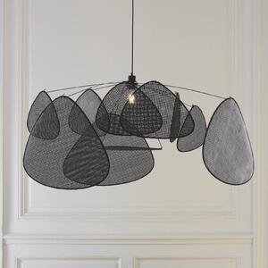MARKET SET lógó világítás Screen XL, 60 cm, fekete, rattan, dimmelhető, Fekete, Nappali / Étkező, Fa, Dizájn
