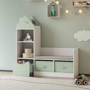En.casa Gyerekpad polccal Vipsali 100x99x30 cm mentazöld/fehér Menta zöld/Fehér 100 x 99 x 30 cm