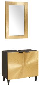 Fürdőszobai Szekrény Szett 2 db Fekete és Brass 62 x 33 x 58 cm