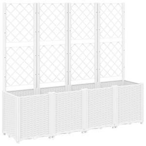 VidaXL fehér polipropilén rácsos kerti ültetőláda 160 x 40 x 140 cm
