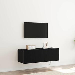 TV Fali Szekrény 2 db Fekete tölgy Szerelt Fa