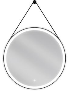 Mexen Reni, LED fürdoszobai tükör háttérvilágítással 70x70 cm, 6000K, fekete keret, páramentes, 9812-070-070-611-70