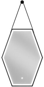 Mexen Orla, LED fürdoszobai tükör háttérvilágítással és fekete kerettel 50x70 cm, 6000K, páramentes, 9815-050-070-611-70