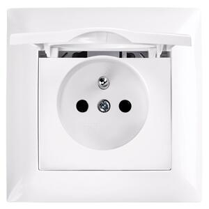 Egyszeres földelt aljzat és fedéllel kerettel OSTE JNH005-G White
