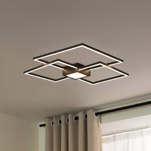 Lindby Duetto LED-es mennyezeti lámpa, 65 cm, antracit, 38 W, alumínium, dimmelhető, Fekete, Nappali / Étkező, Alumínium, Modern