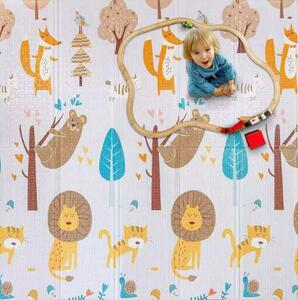 Pepita kétoldalas összehajtható Játszószőnyeg 180x200cm - Erdei állatok