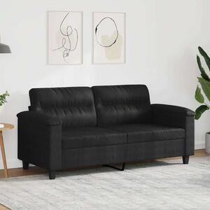 Kétszemélyes fekete mikroszálas szövetkanapé 140 cm