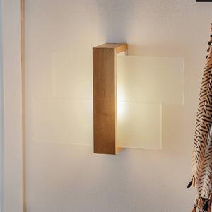 SOLLUX LIGHTING Shifted 1 fali világítás, üveg és világos fa, dimmelhető, Világos fa, Nappali / Étkező, Üveg, Modern