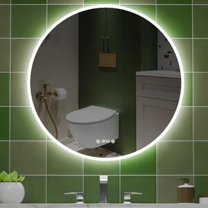 Ø80cm kerek Led tükör fürdőszobába | Páramentesítő - Óra - Fényerő + színhőfok állítás