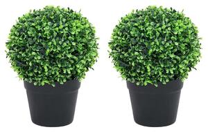 2 db zöld gömbalakú cserepes műpuszpáng 32 cm