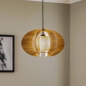 SIGMA Modern C M lógó világítás fa lamellákkal Ø 50 cm, dimmelhető, Világos fa, Nappali / Étkező, Fa, Modern