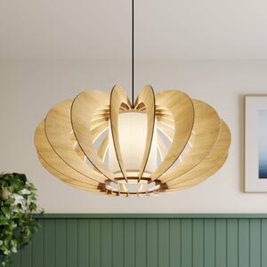 SIGMA Modern A L lógó világítás fa lamellákkal, Ø 60 cm, dimmelhető, Világos fa, Nappali / Étkező, Fa, Modern