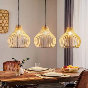 TEMAR LIGHTING Lógó világítás Barrel fa árnyékokkal, 3 izzós, hosszú, dimmelhető, Világos fa, Nappali / Étkező, Fa, Vidéki otthon / Rusztikus