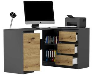 Modern sarok számítógépasztal N12 - antracit - artisan tölgy