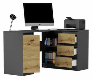 Modern sarok számítógépasztal N12 - antracit - artisan tölgy