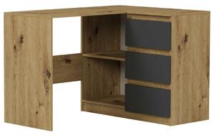 Modern sarok számítógépasztal N4 - artisan tölgy - antracit