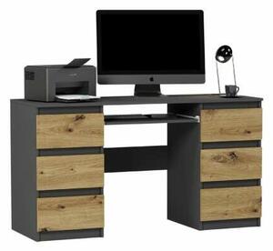 Modern számítógépasztal N32 - antracit - artisan tölgy