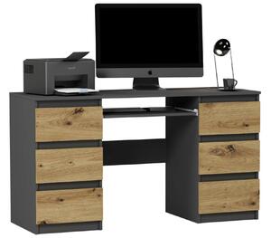 Modern számítógépasztal N32 - antracit - artisan tölgy