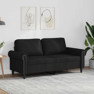 2 személyes fekete műbőr kanapé 140 cm