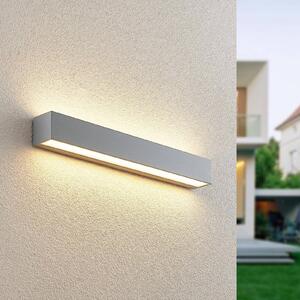 Lucande LED kültéri falilámpa Lengo 50 cm ezüst up/down 3000 K, Alu / szürke / cink, Alumínium, Modern