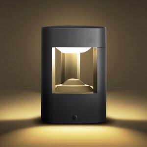 Lucande LED állólámpa Pirron, 20 cm, háromszög alakú, IP54, Fekete, Alumínium, Modern