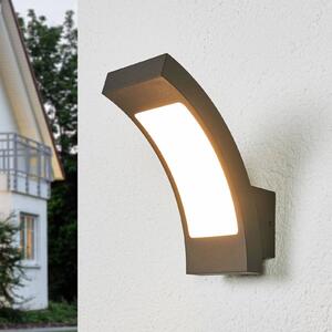 Lucande LED kültéri falilámpa Juvia, 19 cm, antracit, IP54, Fekete, Alumínium, Modern