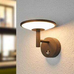 Lucande LED kültéri fali lámpa Fenia, érzékelő, IP54, antracit, Fekete, Alumínium, Modern