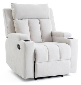 Manuális fekvőfotel, relax fotelágy két pohártartóval, bézs szövet (JNF-MANUAL-FABRIC-BEIGE) JN-R8005A51