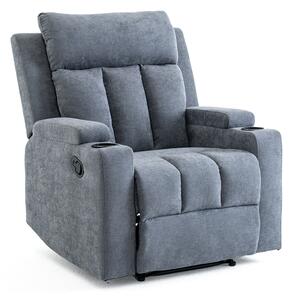 Manuális fekvőfotel, relax fotelágy két pohártartóval, szürke szövet (JNF-MANUAL-FABRIC-DARK GREY) JN-R8005A51